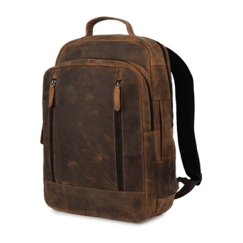 Rucsac laptop vintage Beltimore, piele nubuck, compartimentat, maro, 15.6 inch