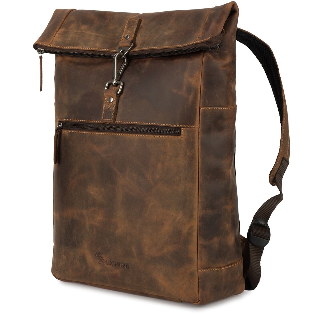 Rucsac laptop vintage Beltimore, piele nubuck, compartimentat, maro