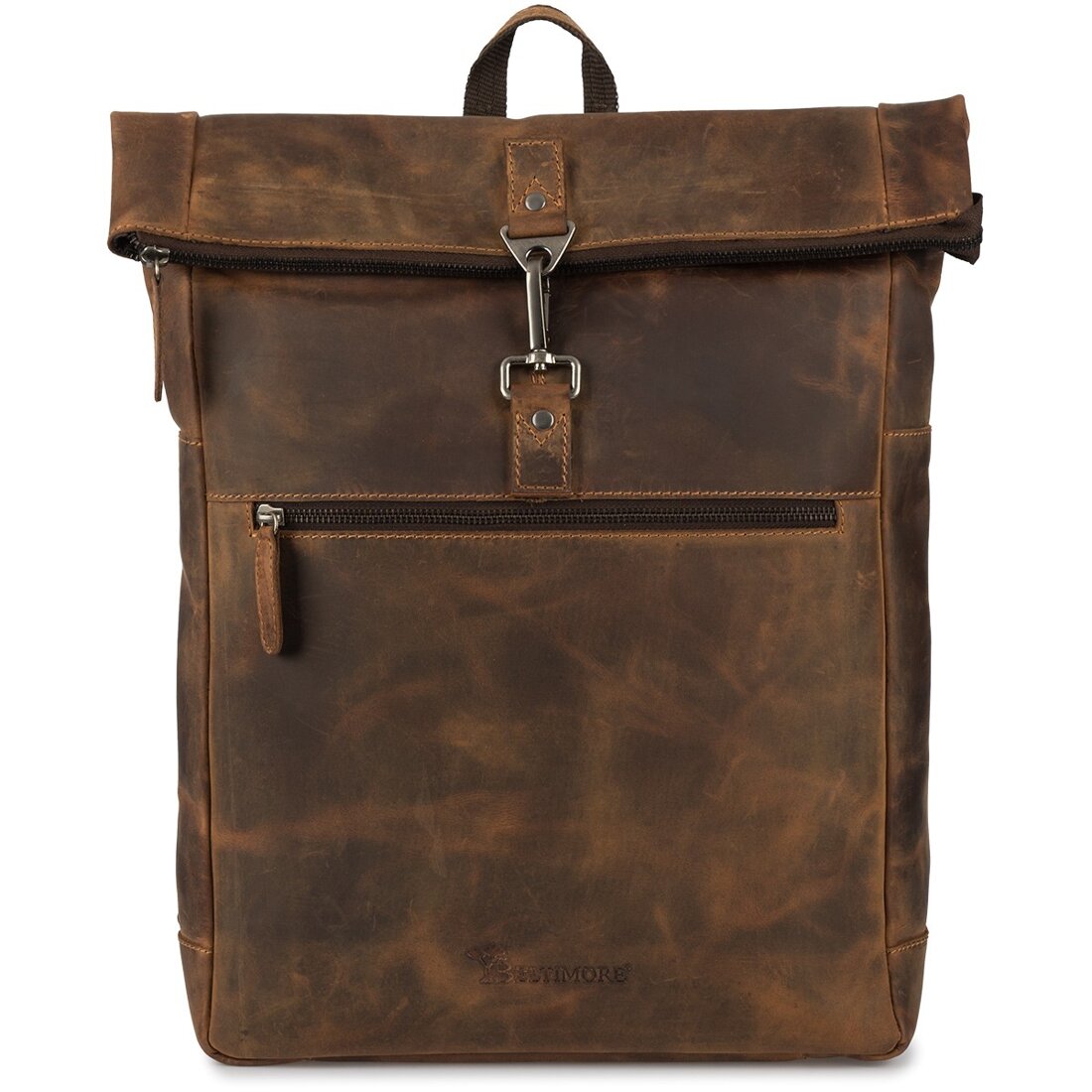 Rucsac laptop vintage Beltimore, piele nubuck, compartimentat, maro