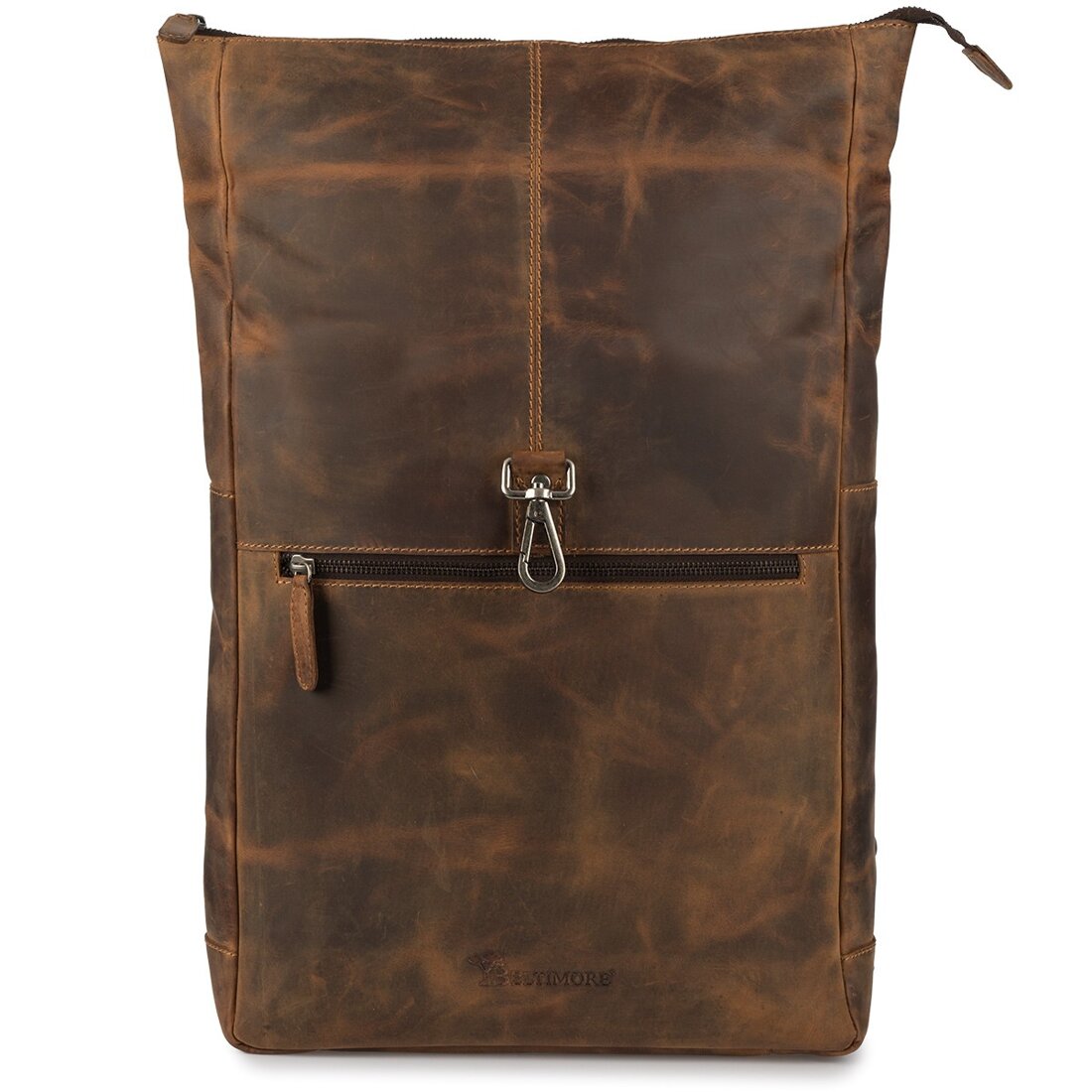 Rucsac laptop vintage Beltimore, piele nubuck, compartimentat, maro