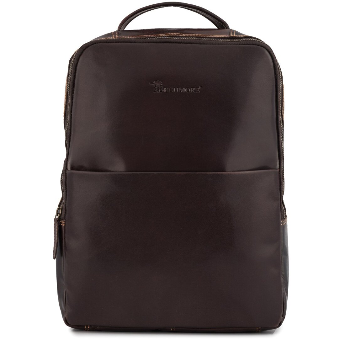 Rucsac laptop vintage Beltimore, piele naturala, maro inchis, 15.6 inch