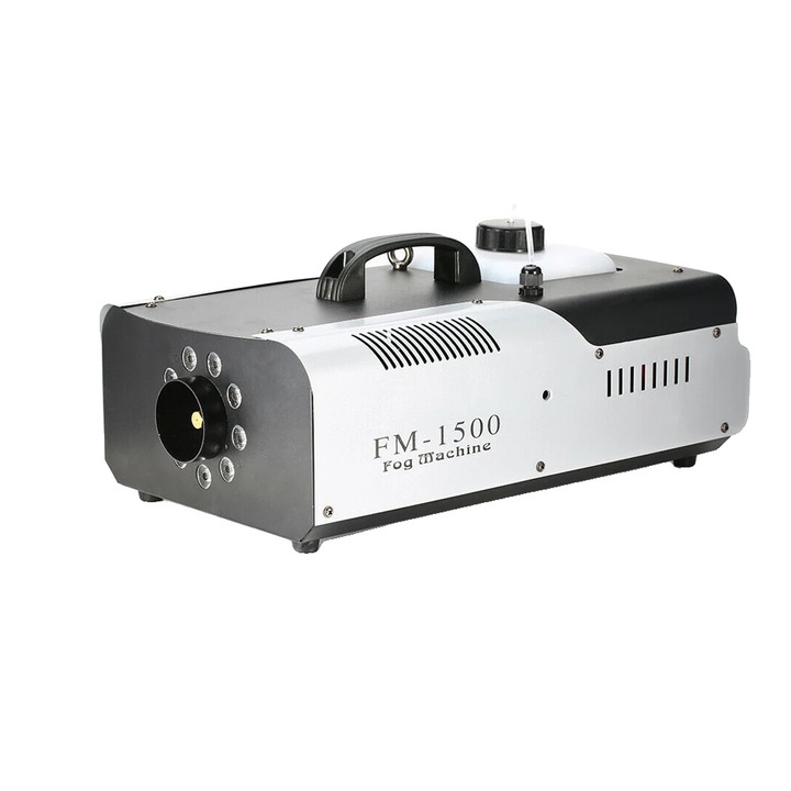 Masina de fum, 1500W, telecomanda wireless, neagra, 29x45x17cm, capacitate rezervor 2L