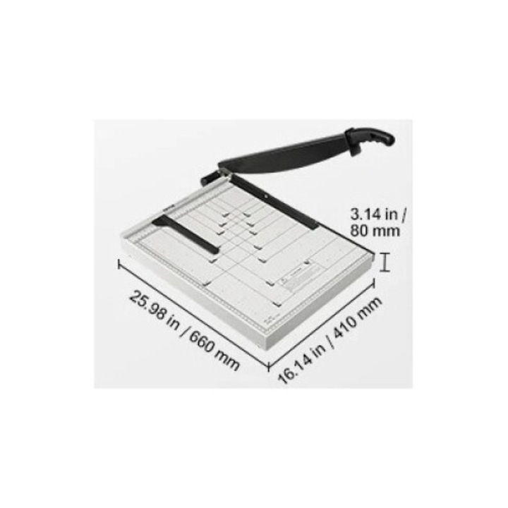 Гилотина за хартия, режеща 18 инча, капацитет 20 листа, черно-бяла, 660x410x80mm