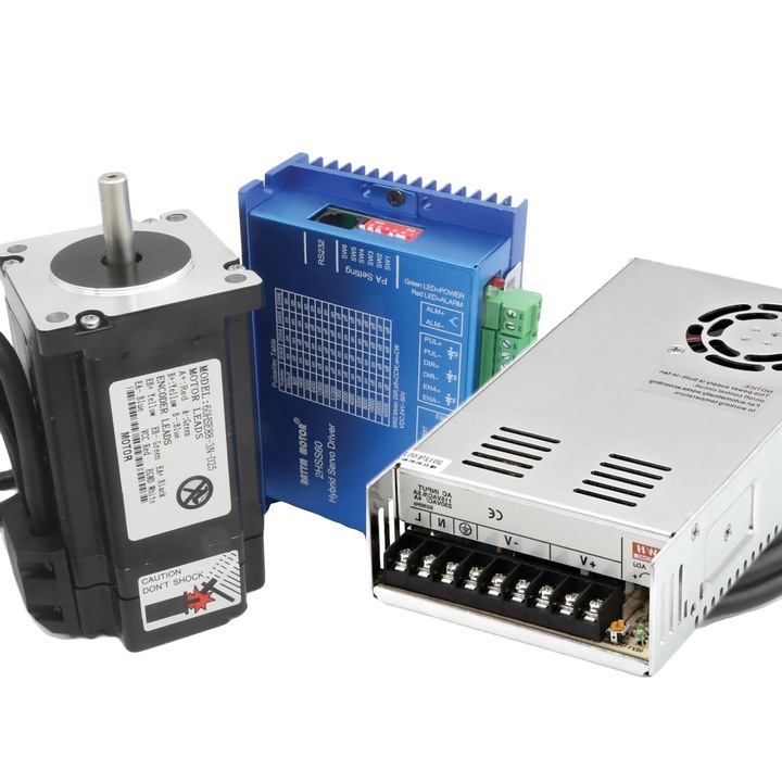Kit motor servo inchis, 3N.m, driver HSS60, cu sursa de alimentare, 60x60x88mm, 2 faze