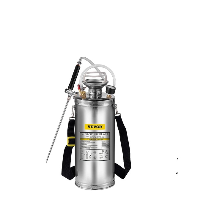 Pulverizator cu pompa manuala VEVOR din otel inoxidabil, duza reglabila, capacitati multiple, 8L 2Gal