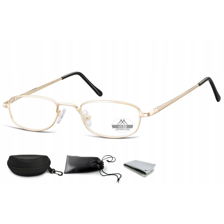 Ochelari de citit Montana MR63, unisex, asferici, set 3 piese, auriu, 48x21x138mm
