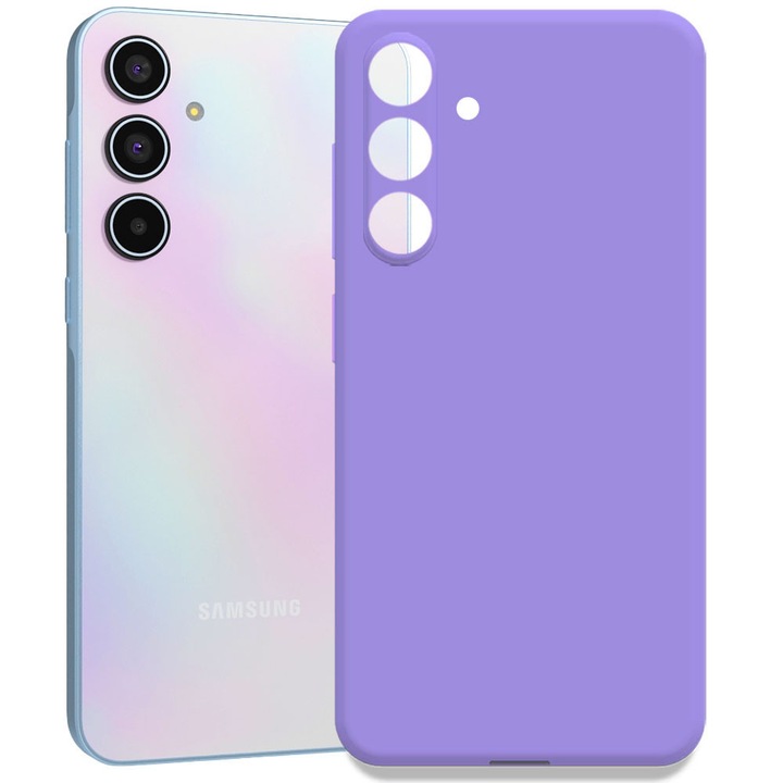 Husa pentru Samsung Galaxy A55 5G, Color Shield, Interior de catifea, Suprafata aderenta, Protectie antisoc, Margini ridicate, Regular Fit, Silicon, Violet