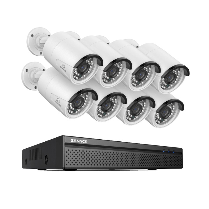 Videó megfigyelő készlet, 8MP, 8CH POE, Éjszakai, 30m kábel