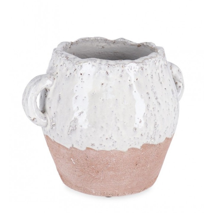 Ghiveci flori teracota natur alb Orfeo 22x16x17 cm