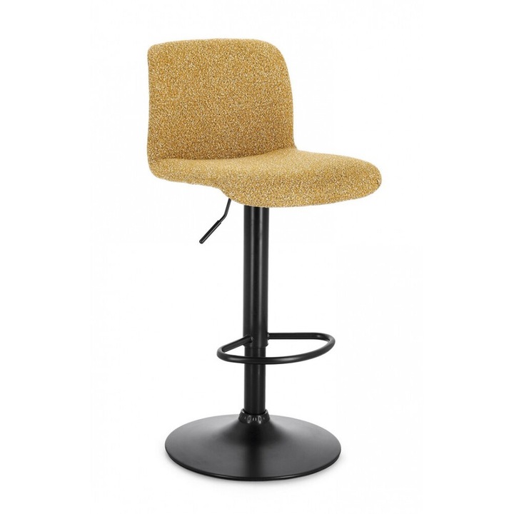 2 db bárszék készlet fekete acél sárga textil Rafael 41x46x86/107 cm