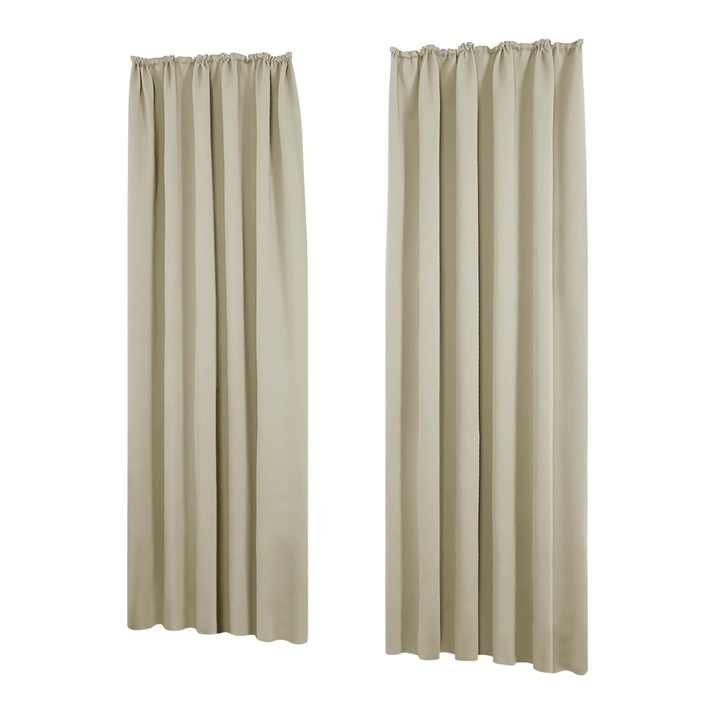 Перде, DECONOVO, 250 x 140 см, със закопчаване тип rejance, Бежово