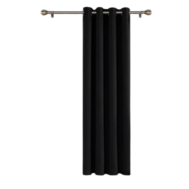 Átlátszatlan hőszigetelő függöny DECONOVO gyűrűkkel, könnyen karbantartható, beszerelésre kész, 200 x 280 cm, fekete
