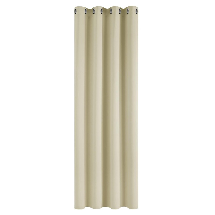 Perdea, DECONOVO, 166 x 235 cm, opaca, prindere cu inele metalice, Bej
