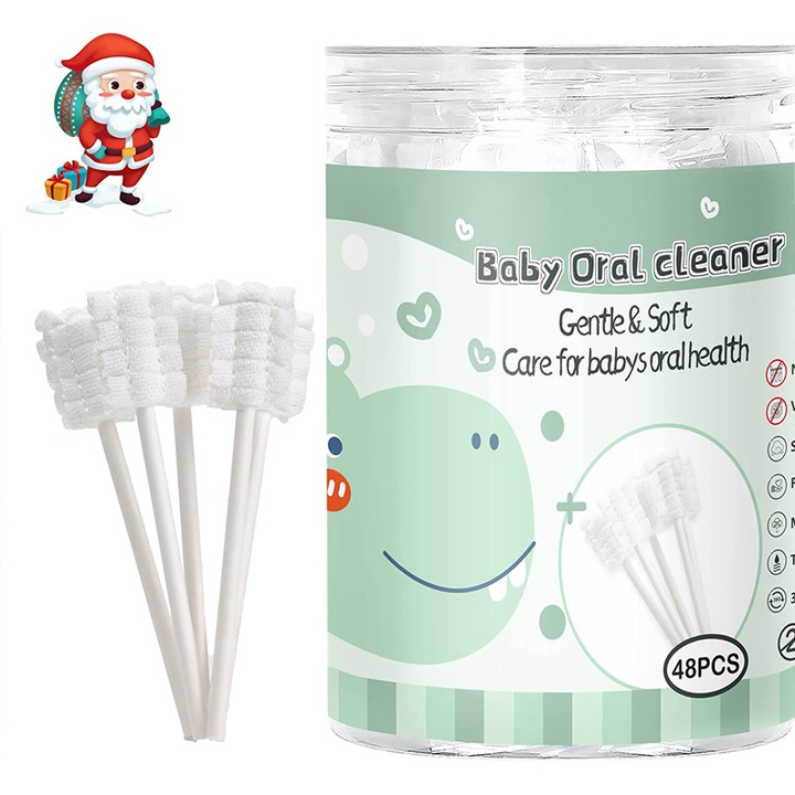 Set 48 buc periute de dinti, OEMG®, igiena orala pentru bebelusi, gingii si dinti sugari si copii, pentru curatare limba, unica folosinta, potrivite pentru bebelusii de 0-1 an