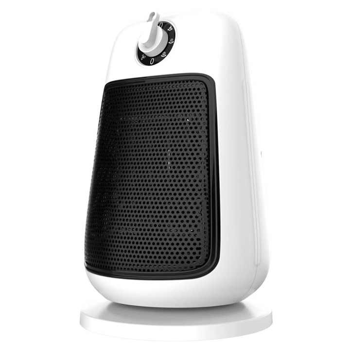 Вентилаторна печка, Zggzerg, 1000W/1500W, Домашно отопление, 3 режима, 90° разклащане на главата, Регулируем термостат, Нисък шум, Защита от прегряване и преобръщане, PTC керамично отопление, ABS, 18 x 18 x 31 cm, Бял
