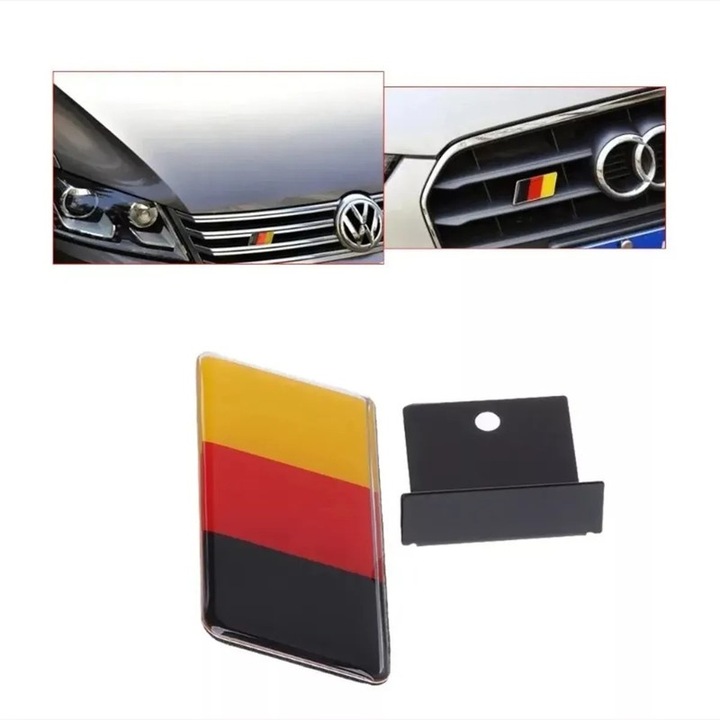 Emblema adeziva grila, compatibil VW Golf A6 Vento Audi, 6.5x3cm