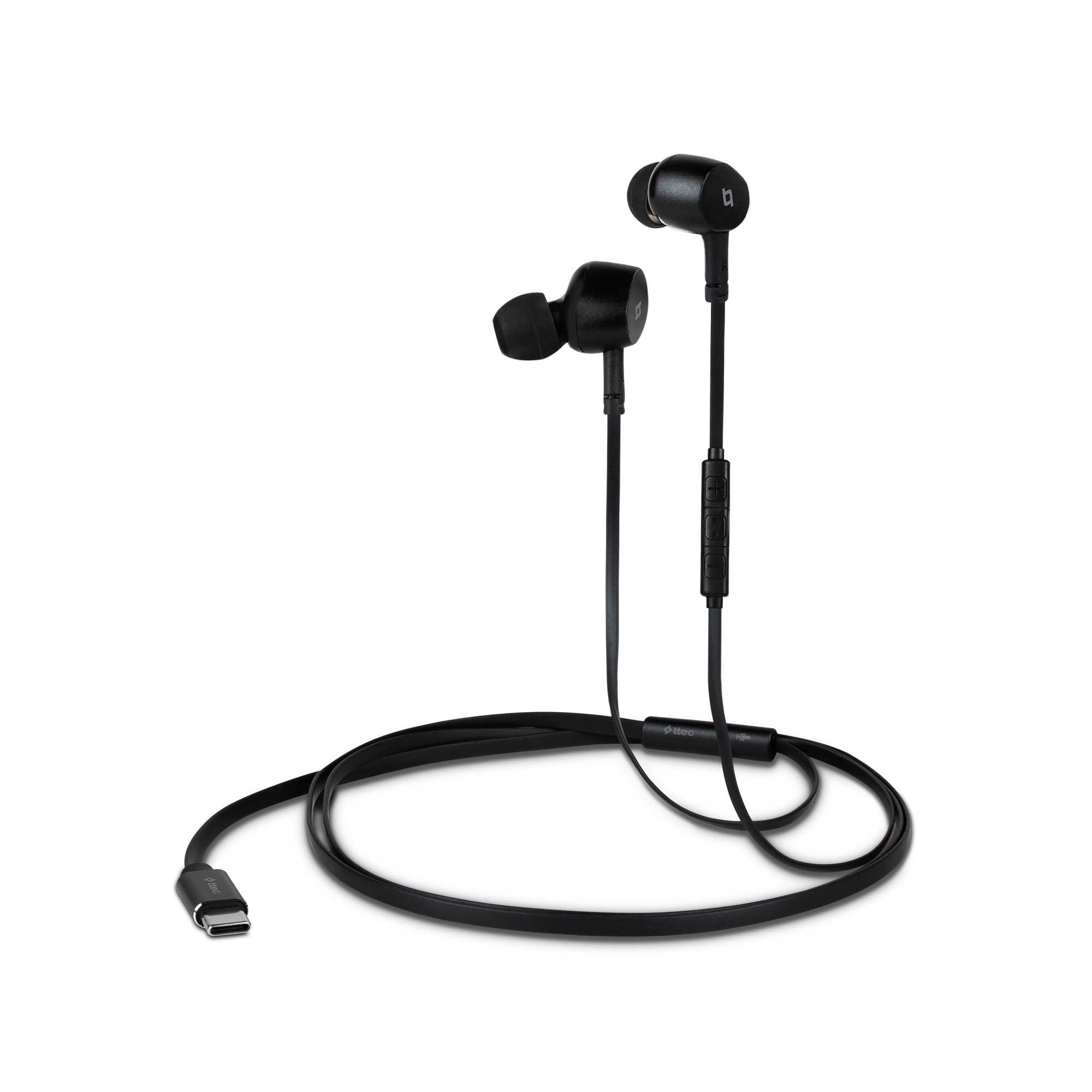 Casti cu fir, ttec, Pop 2, USB-C, Stereo, Casti in ear, microfon, Negru