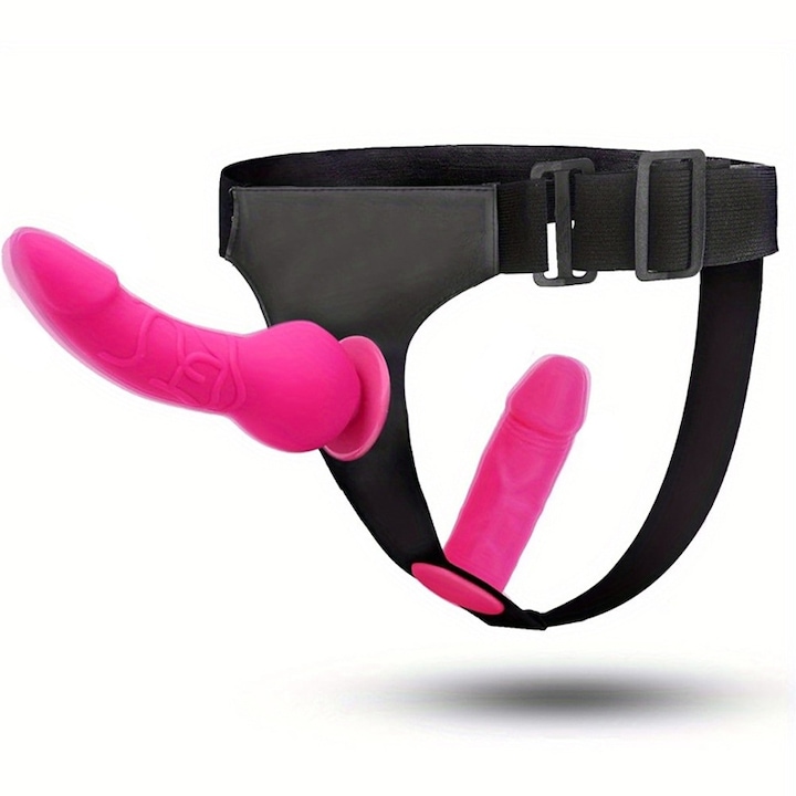 Felcsatolható műpénisz 2 levehető valósághű vibrátorral, G pont női szexjáték, piros