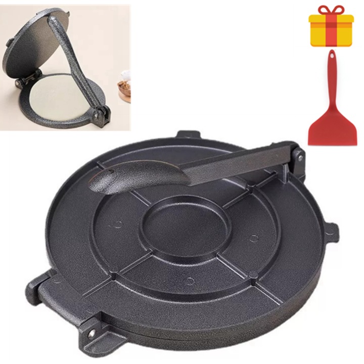 Комплект преса за тортила, XGETOP, предварително подправен чугун, 25 см