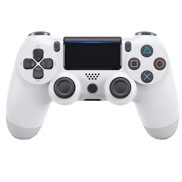 Controller wireless pentru PlayStation 4, alb, joystick ultra-precis, design ergonomic