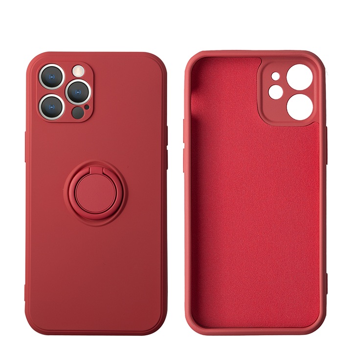 Husa telefon compatibila iPhone 12, suport magnetic, protectie camera, rosu