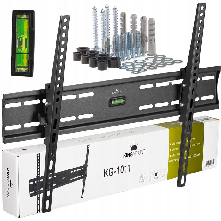 Стенна стойка за телевизор King Mount, 33" - 85", 45 кг, VESA 100x100 - 600x400, черен