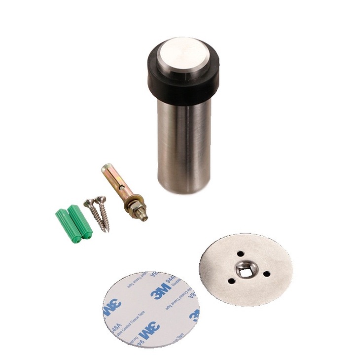 Oprire usa de podea cilindrica, inox 304, argintiu, 100mm