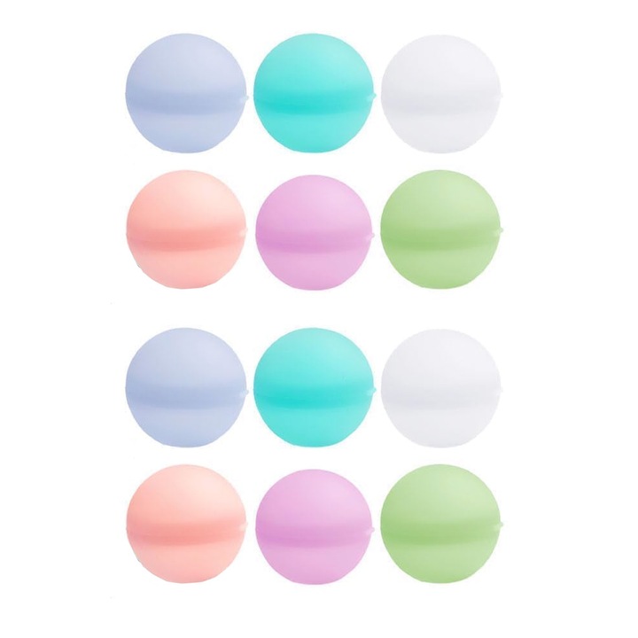 12 db-os újrafelhasználható szilikon vizes lufi készlet, gyerekeknek, többszínű, Shengruili