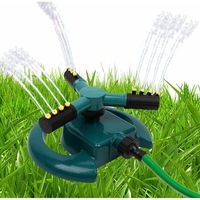 Aspersor Rotativ Irigator EDAR Cu 3 Brate, Pentru Gradina, Gazon, 12 Duze Apa, Pulverizare Uniforma Reglabil 360 Grade, Accesorii Conectivitate, Verde