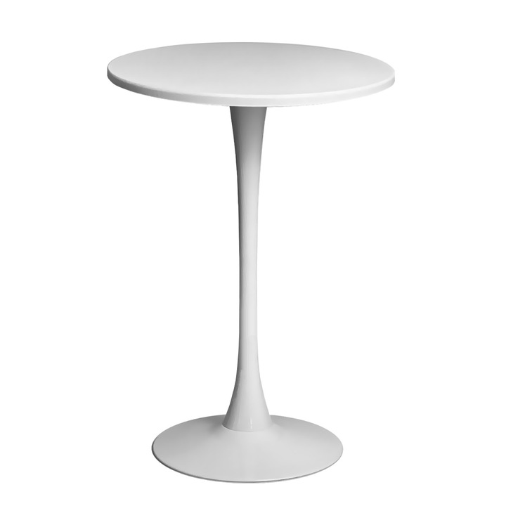 Бар маса 2HOME still Лале кръгла, Бяла, фиксиран крак, 60*105см