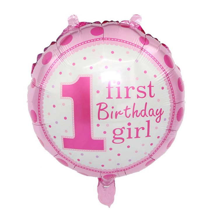 Fólia lufi, Enforose, rózsaszín, 45cm, újrafelhasználható, első születésnapi bulira