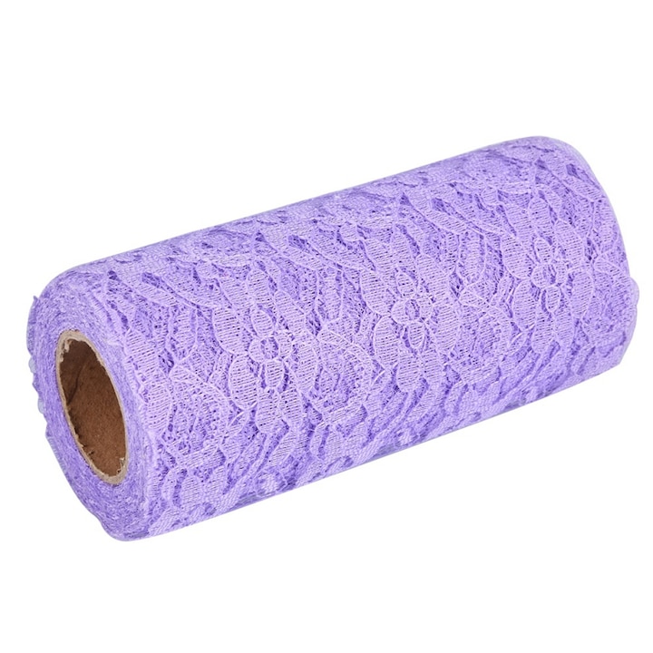 Dantela elastica violeta cu broderie florala, AMRINUGL, decorativ pentru nunti si proiecte DIY, 5cm x 1m