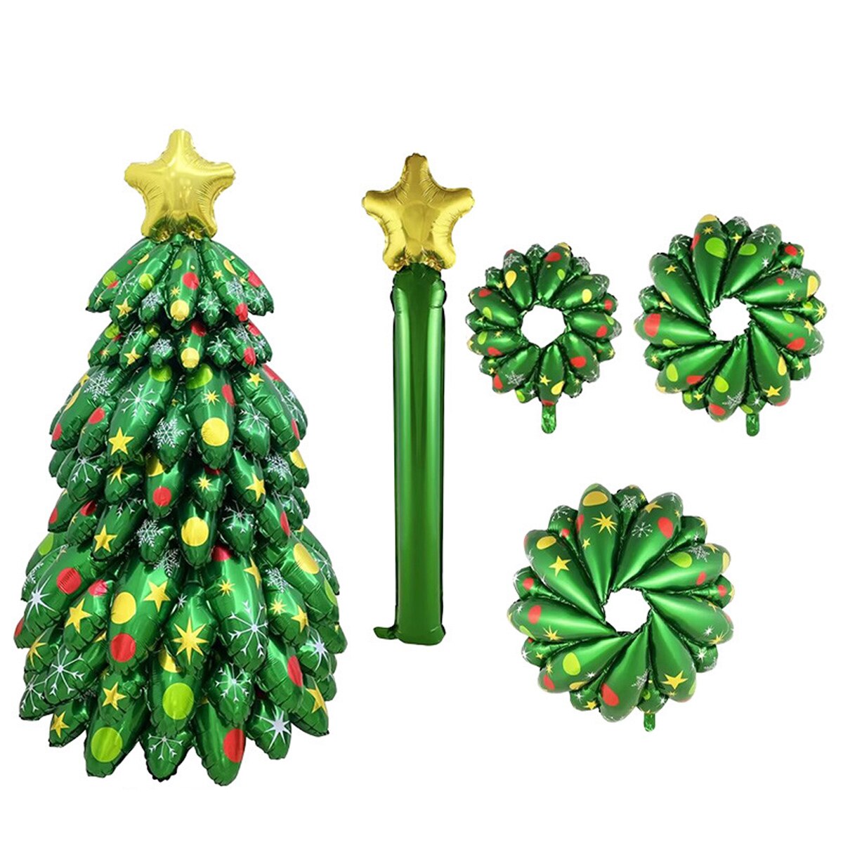 Set de 5 baloane de Craciun, Jormftte, verde, diverse dimensiuni