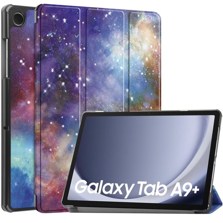 Защитен калъф за таблет，Samsung Galaxy Tab A9+/ A9 Plus，11 инча，2023 SM-X210/ X215/ X216, ултратънко покритие от PU кожа със стойка и функция за автоматично събуждане/заспиване, лилава звезда