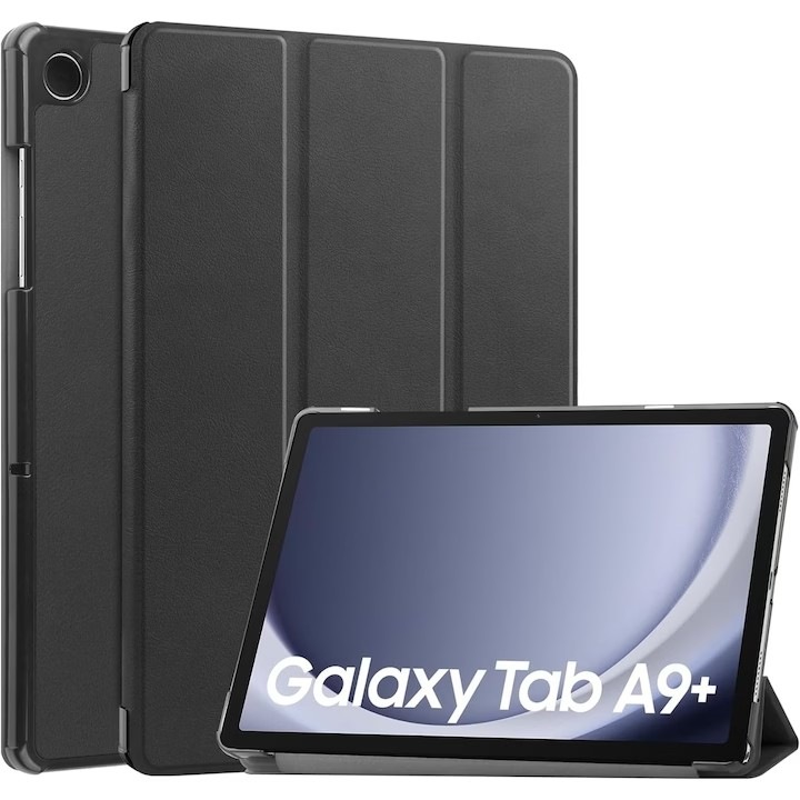 Калъф INHI за Samsung Galaxy Tab A9 Plus, функция sleep/wake, интегрирана поддръжка, черен, 11 инча