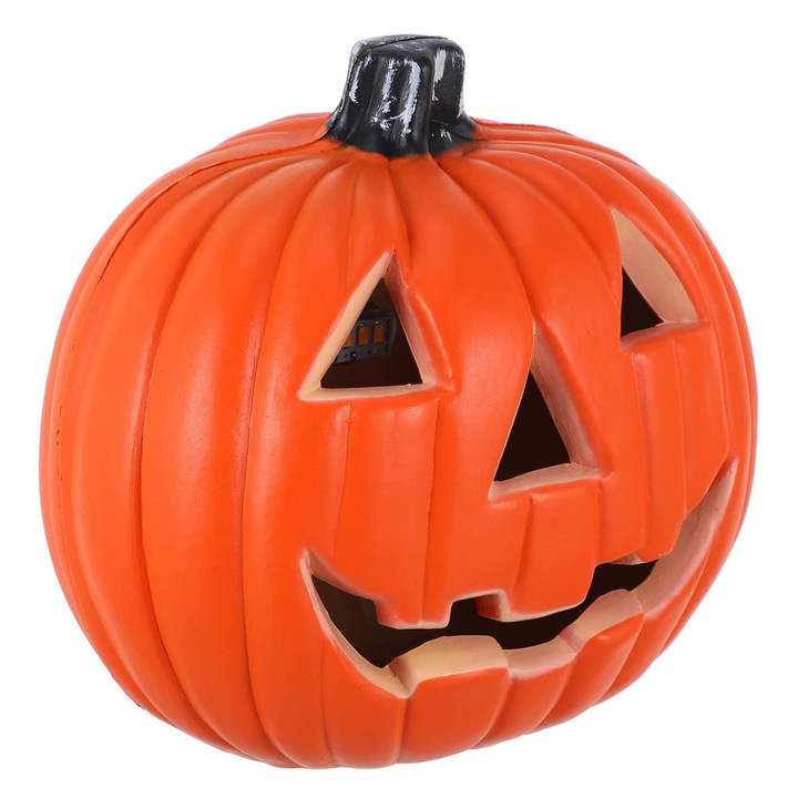 Dovleac Halloween, QttvbTna, Plastic, Lumina, 20 x 20 cm, Portocaliu