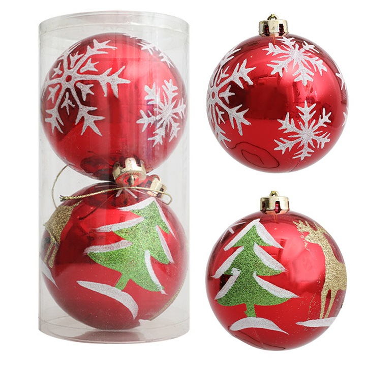 Globuri de Craciun Enforose, set, design rezistent la spargere, efect stralucitor, multicolor, 10x10cm