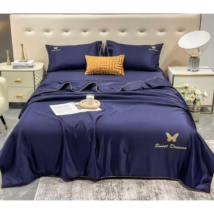 Lenjerie de pat 245X250cm, matase, 4 piese MOV