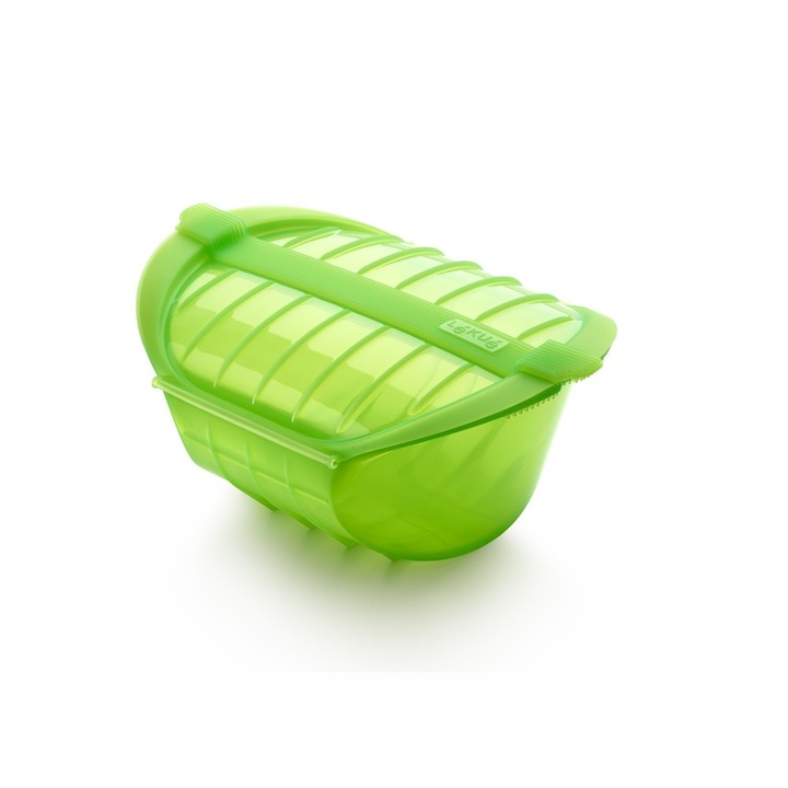 Vas de gatit pentru microunde Lekue, 1-2 portii, adanc, verde