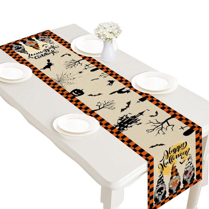 Abrosz Halloween díszítéssel, Műanyag, 30x182 cm, Többszínű