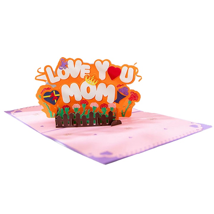 Felicitare Ziua Mamei 3D, set, multicolor, 20x15cm