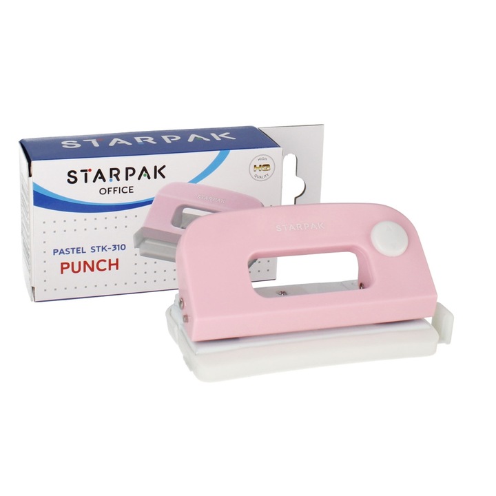 Перфоратор за хартия Starpak STK-310, 10 листа, пастелно розов