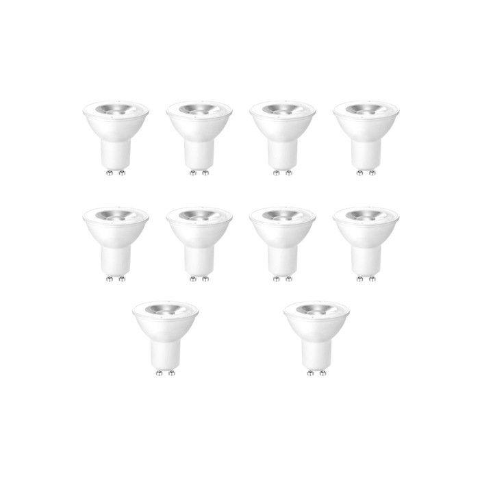 Becuri LED Wenscha GU10, lumina calda, 5W, 3000K, unghi de iluminare 120°, reflectoare non-dimabile, pachet de 8