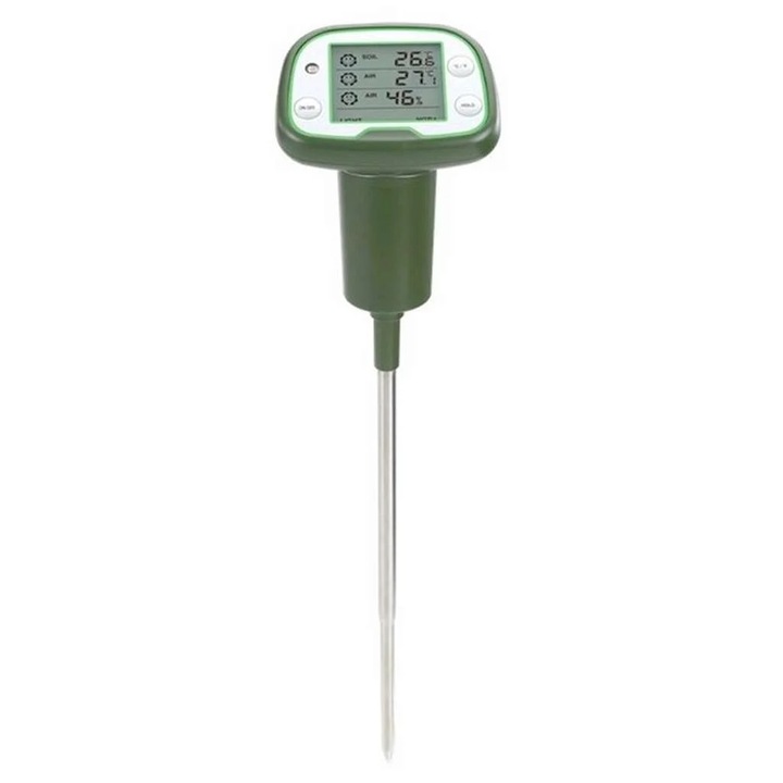 Többfunkciós kerti készülék C-Tech D100, 4 az 1-ben, talaj és levegő hőmérő, levegő páratartalom mérő, fotométer