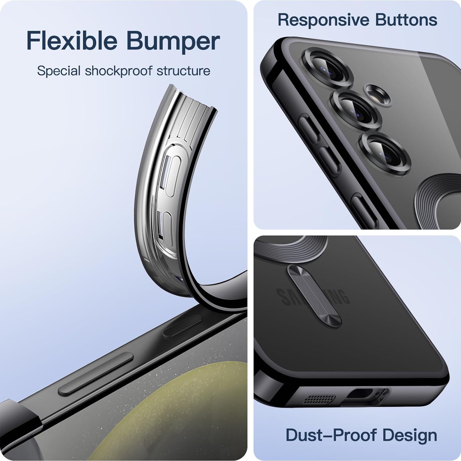 Husa pentru Samsung Galaxy A55 cu MagSafe si protectie pentru lentile anti-shock 1.5 mm - negru