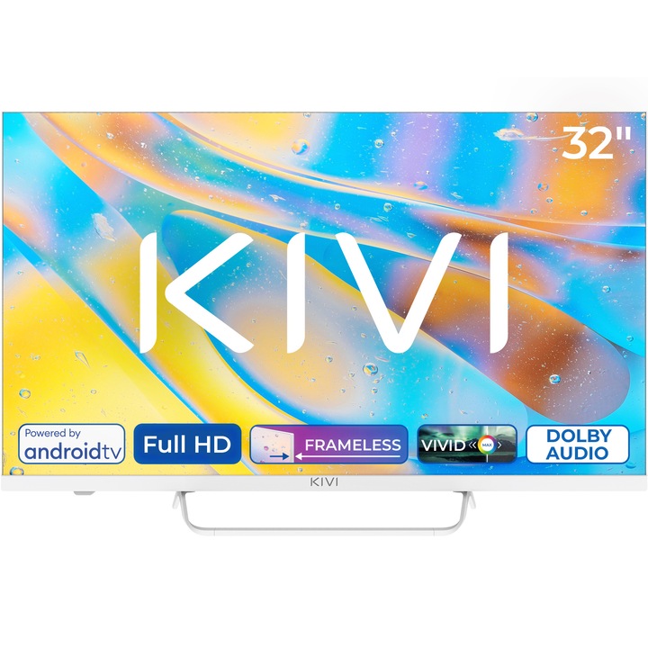 Televizor KIVI LED 32F760QW, 80 cm, Smart Android TV, Full HD, Clasa E, Alb