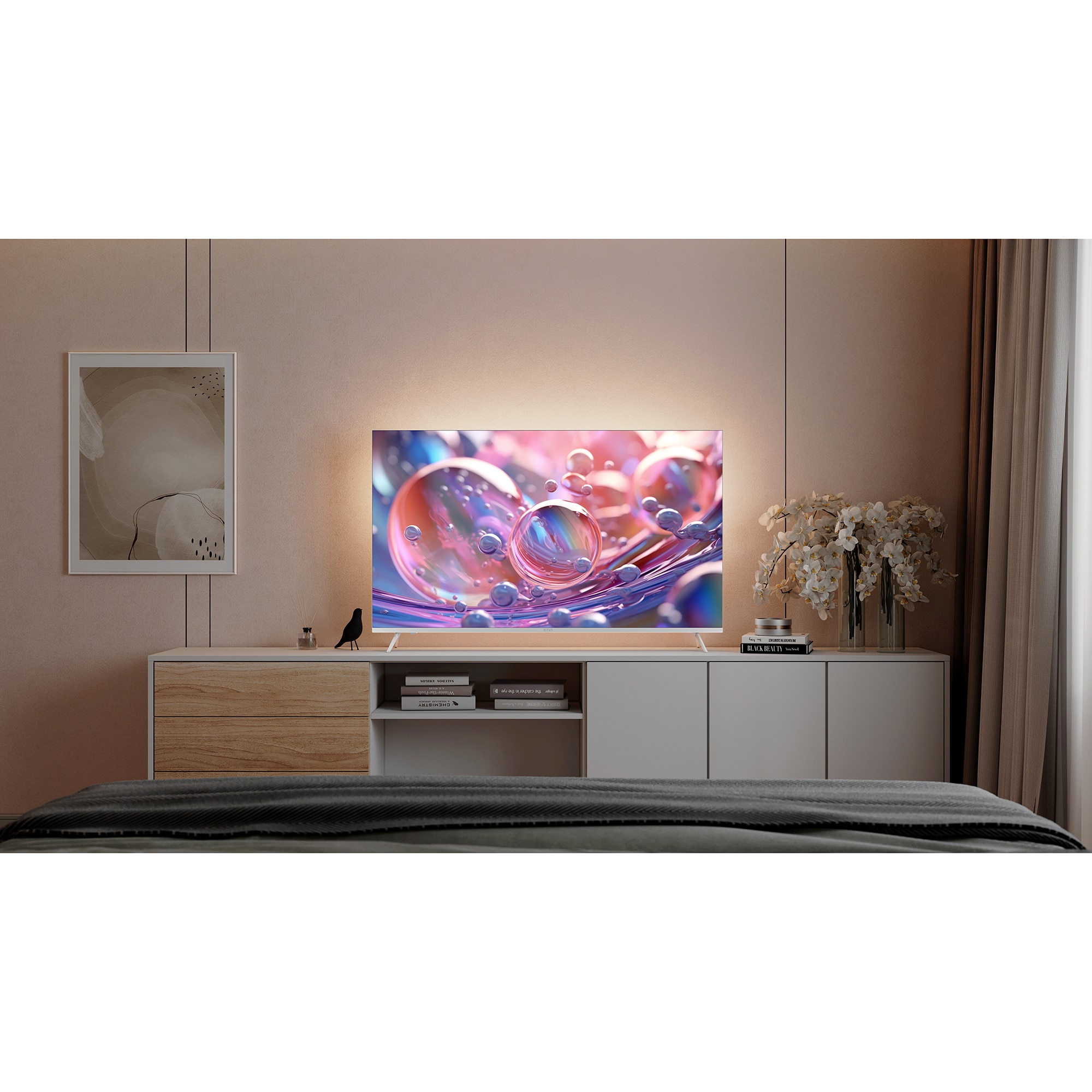 Televizor KIVI LED 55U760QW, 140 cm, Smart Android TV, 4K Ultra HD, Clasa G, Alb