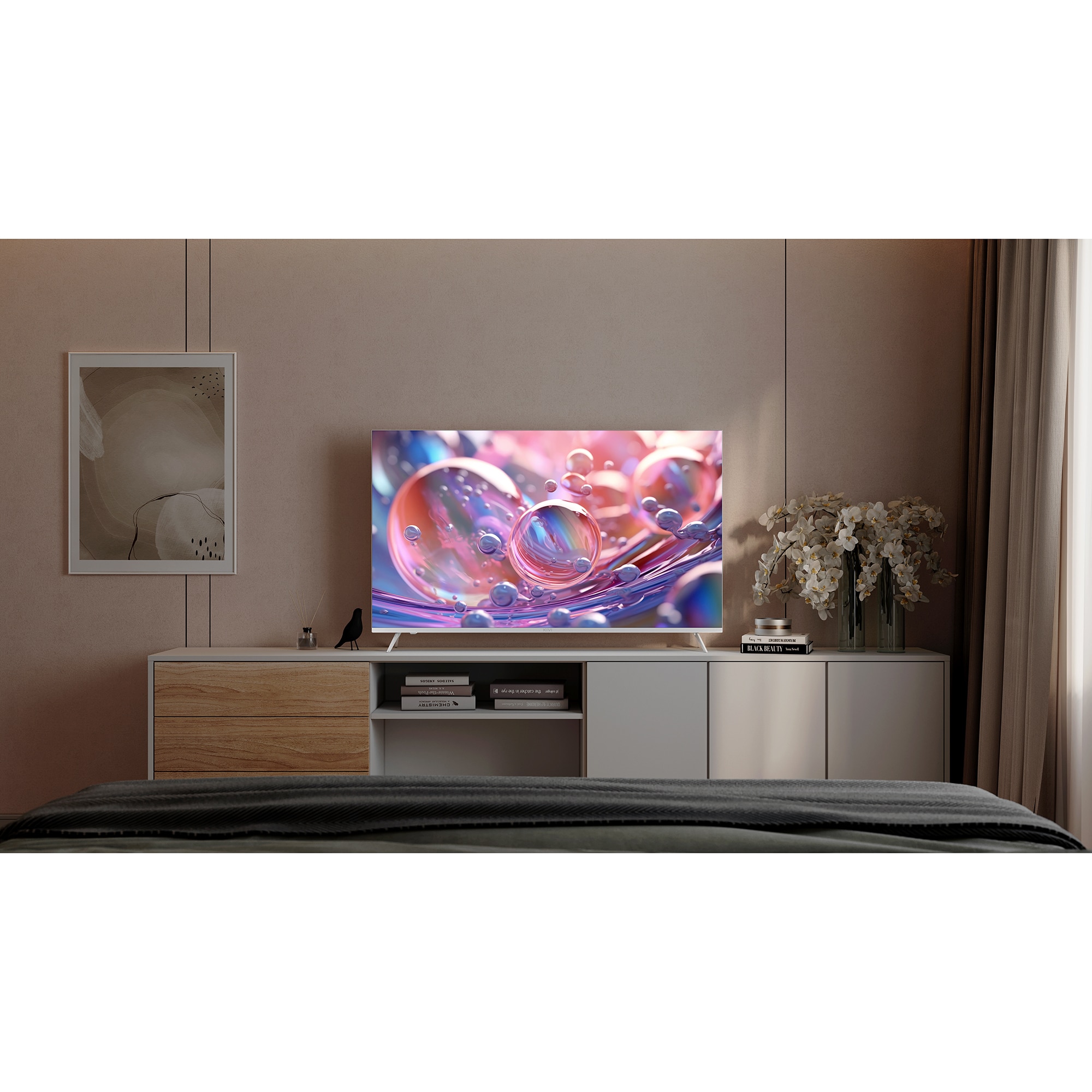 Televizor KIVI LED 55U760QW, 140 cm, Smart Android TV, 4K Ultra HD, Clasa G, Alb