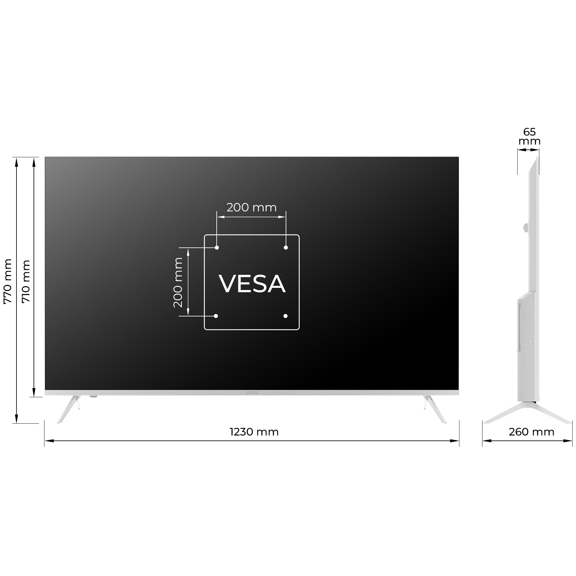 Televizor KIVI LED 55U760QW, 140 cm, Smart Android TV, 4K Ultra HD, Clasa G, Alb