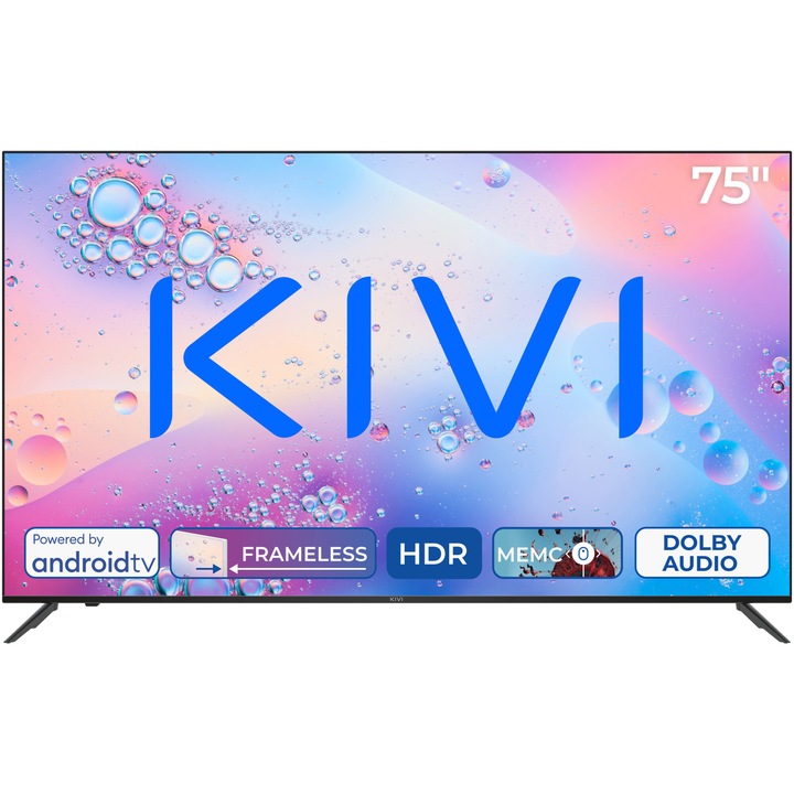 Телевизор KIVI LED 75U760QB, 75" (191 см), Smart Android TV, 4K Ultra HD, Клас F